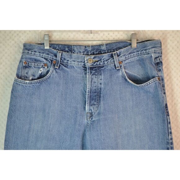 Lucky Brand Dungaree Men's 38 Medium Wash Straight Baggy Fit Button Fly Jeans - Picture 9 of 15